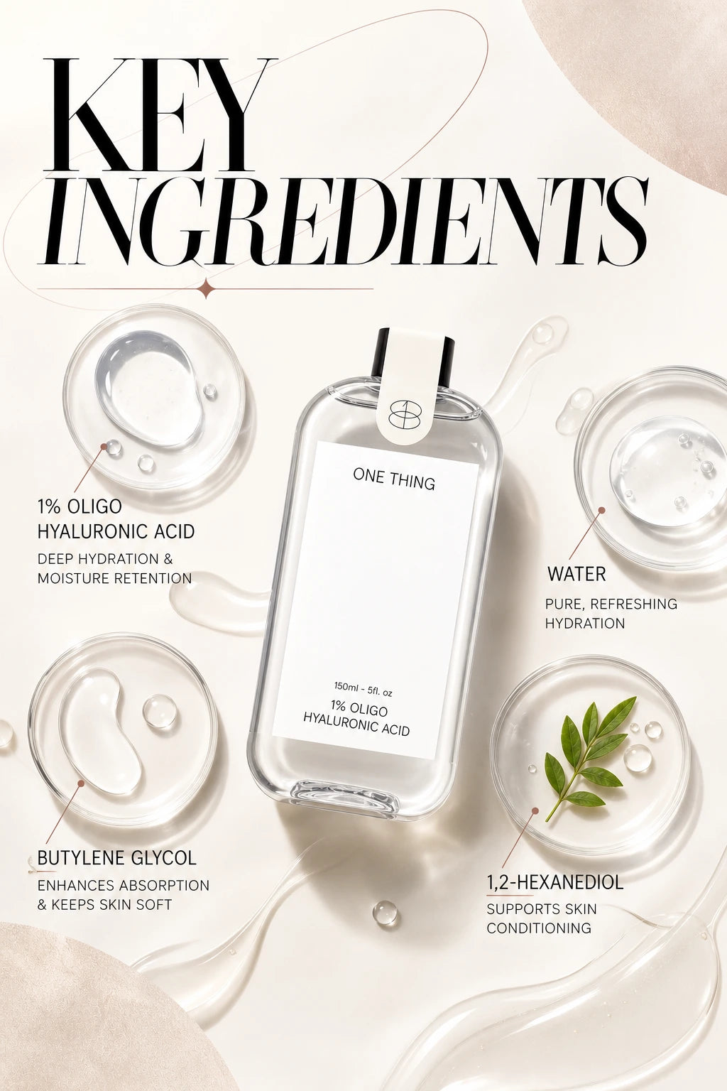 1% Oligo Hyaluronic Acid 150ml | ONE THING | ONE THING 1% Oligo Hyaluronic Acid Serum - Artisanal Luxury Hydration
