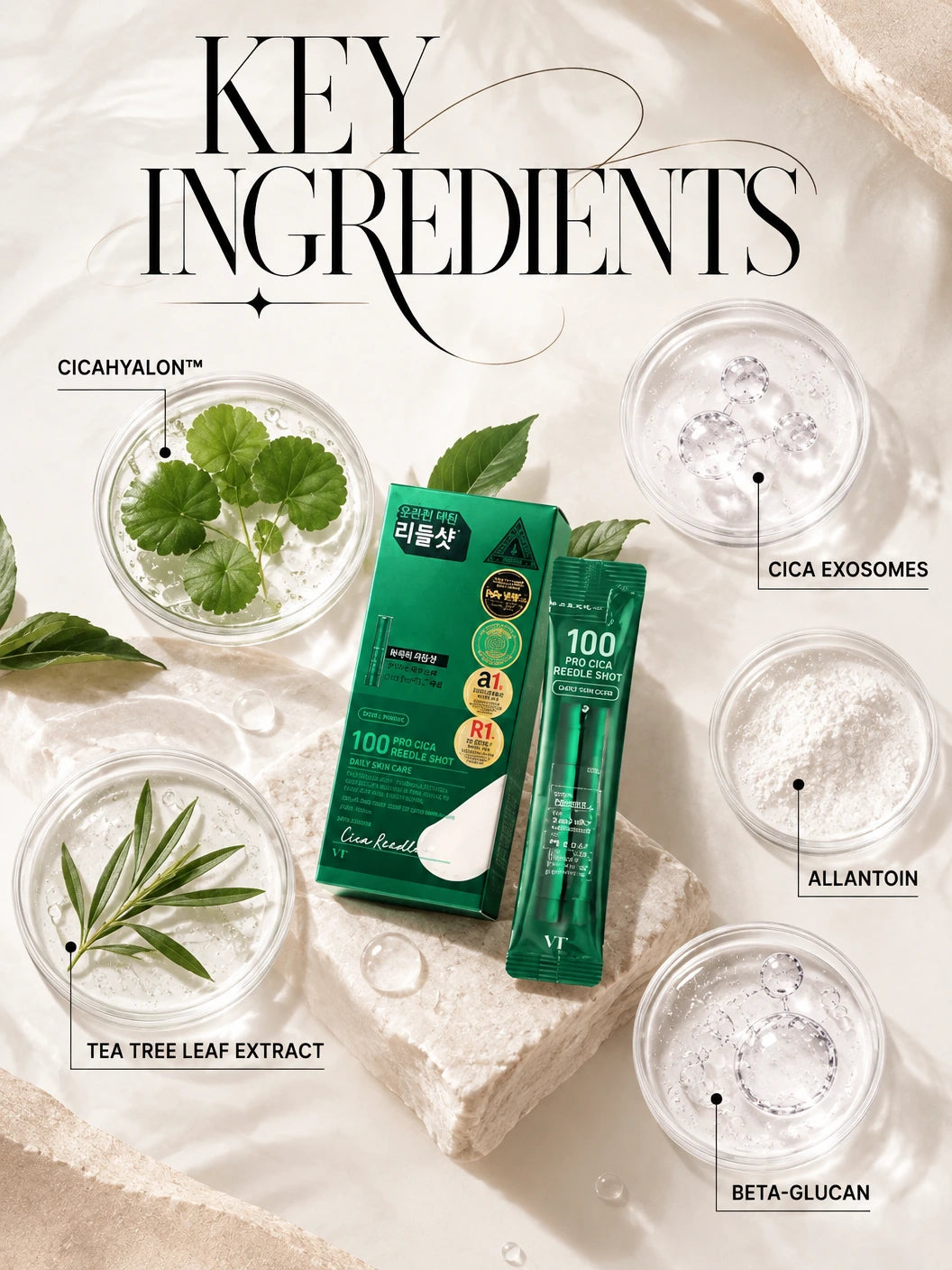 100 PRO CICA Reedle shot 10ea | VT Cosmetics | VT Cosmetics Pro CICA Reedle Shot Serum, Artisanal Luxury