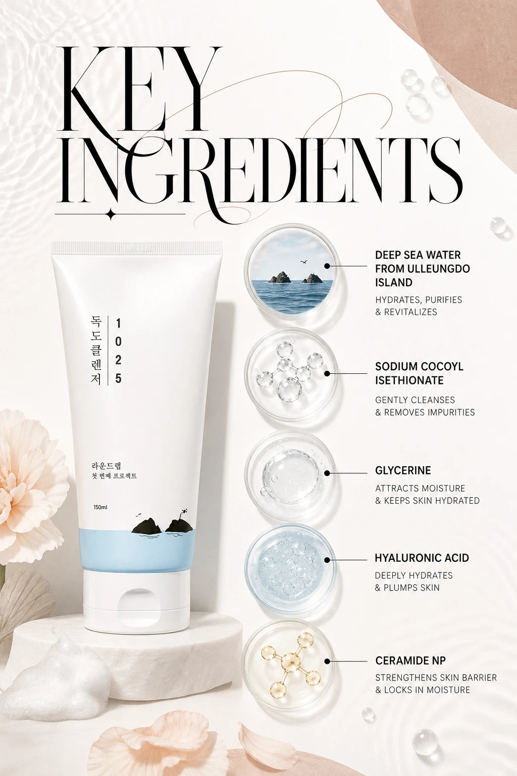 1025 Dokdo Cleanser 150ml | ROUNDLAB | ROUNDLAB 1025 Dokdo Cleanser - Handcrafted Luxury Cleanser