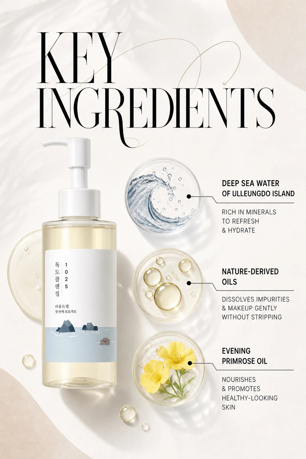 1025 Dokdo Cleansing oil 200ml | ROUNDLAB | ROUNDLAB 1025 Dokdo Cleansing Oil - Artisanal Luxury Cleanser