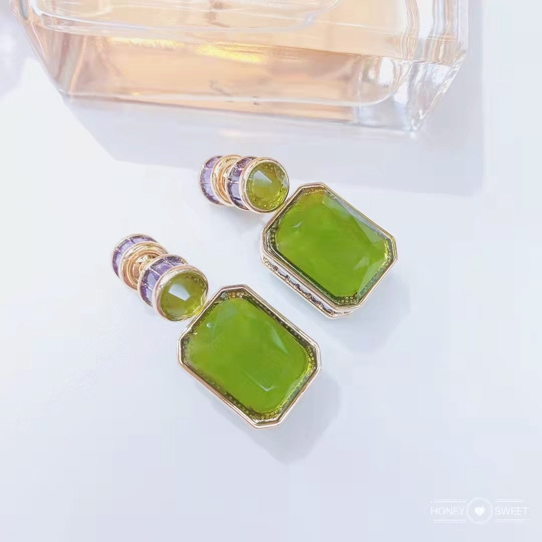 Exquisite Green Jade-Inspired Luxury Earrings for Women | ULZZANG BELLA