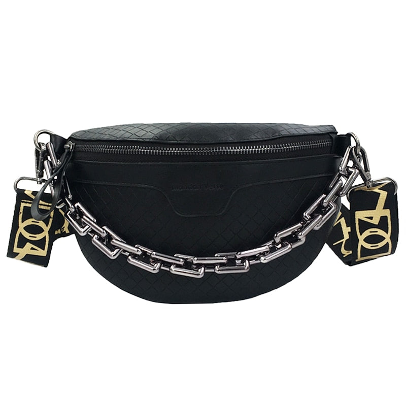 Luxury Women's Fanny Pack with Thick Chain Detail | ULZZANG BELLA