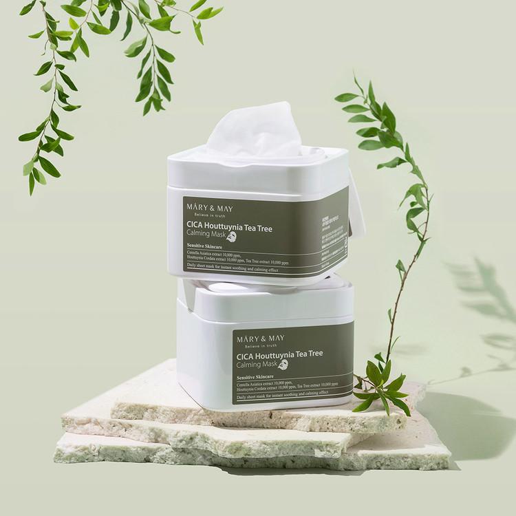 Cica Houttuynia cordata Tea Tree Calming Mask Pack - 30 sheets | Mary&May