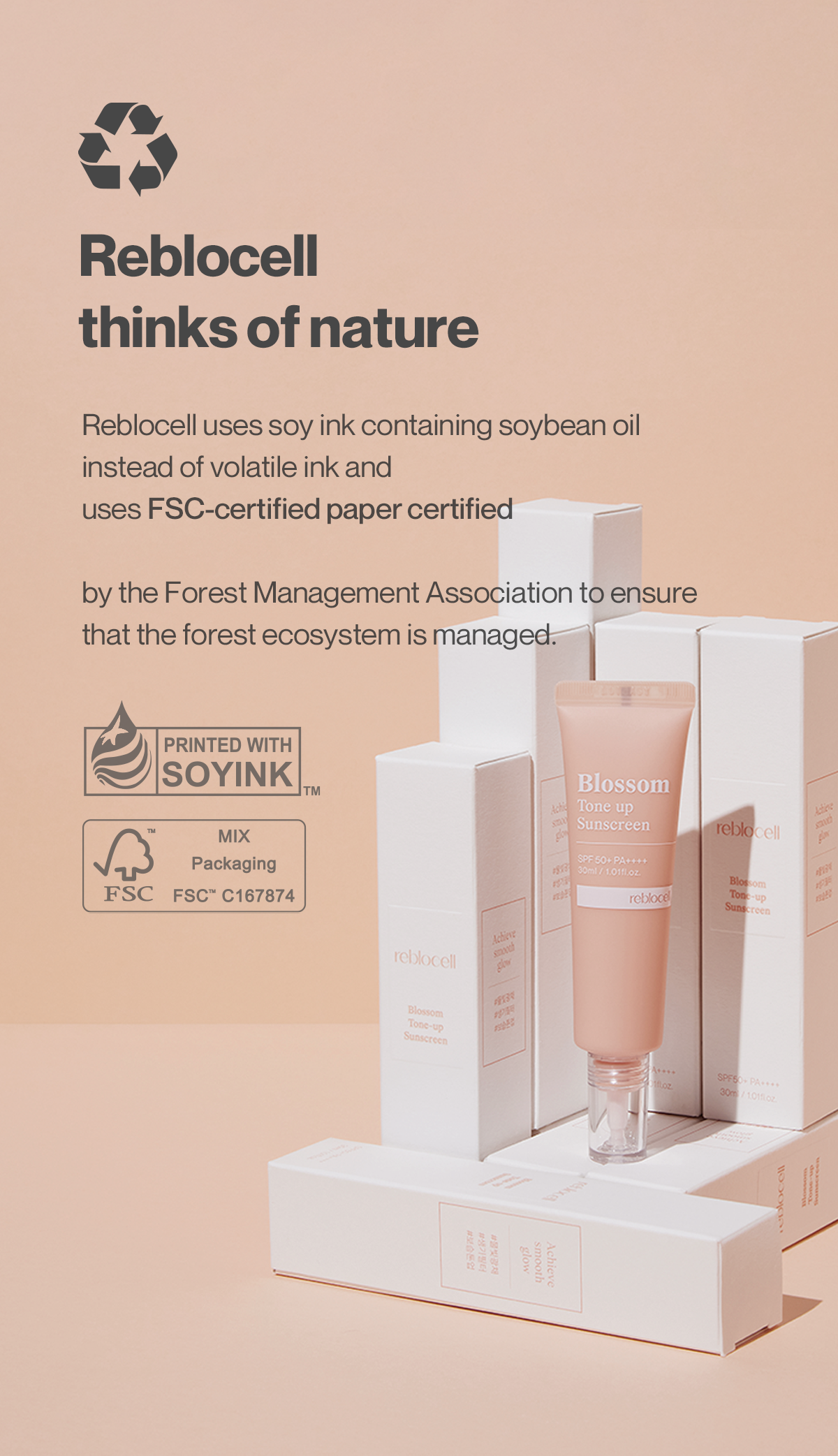 Blossom Tone up Sunscreen SPF 50+ PA++++ 30ml | Reblocell