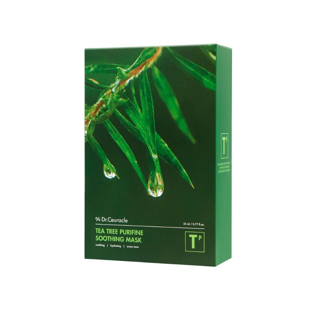 Indulge in the Dr. Ceuracle Tea Tree Purifine Soothing Mask, a South Korean masterpiece crafted for sensitive skin, blending nature's finest ingredients for luxurious self-care.