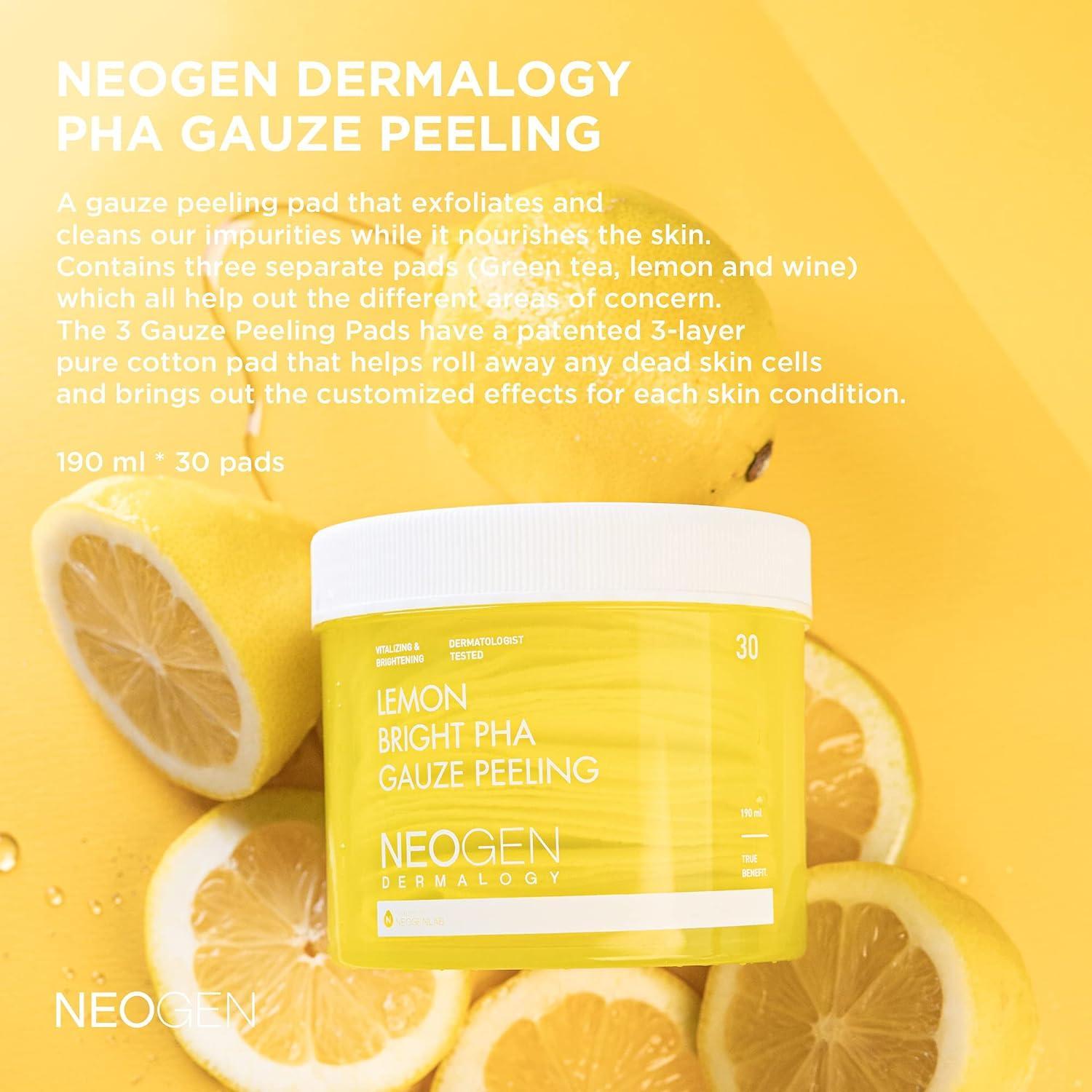 Dermalogy Lemon Bright PHA Gauze Peeling 190ml (30 Pads) | NEOGEN