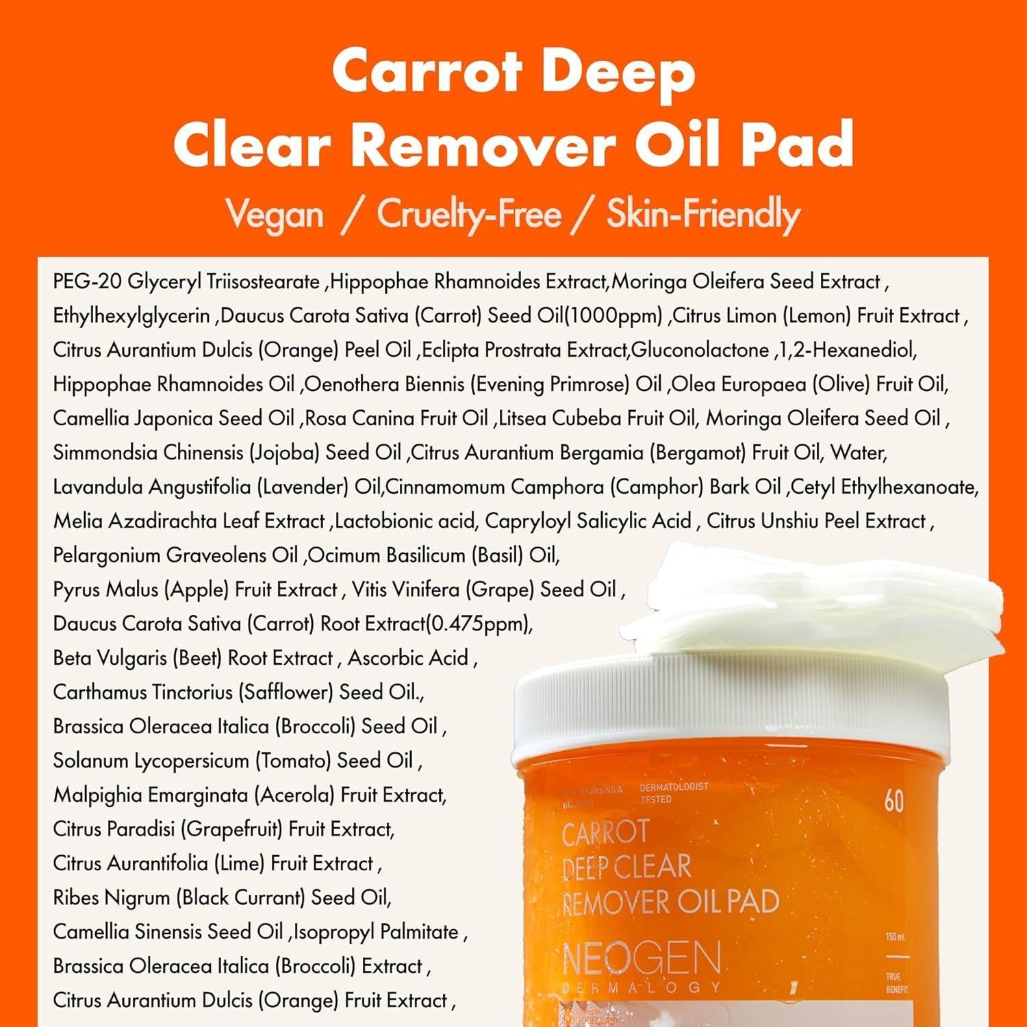 Dermalogy Carrot Deep Clear Oil Pad 150ml (60 Pads) | NEOGEN