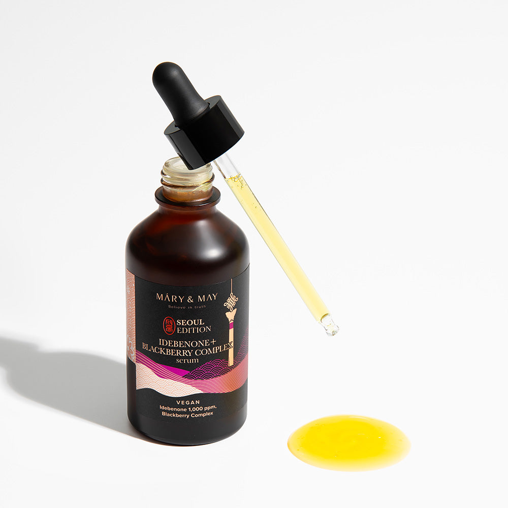 Experience the exquisite craftsmanship of Mary&May's Idebenone + Blackberry Complex Serum, a luxurious South Korean formulation that elevates your skincare ritual with potent antioxidants.