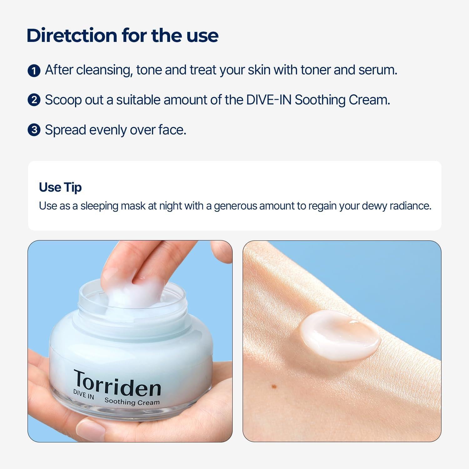 DIVE IN Low Molecular Hyaluronic Acid Soothing Cream 100ml | Torriden
