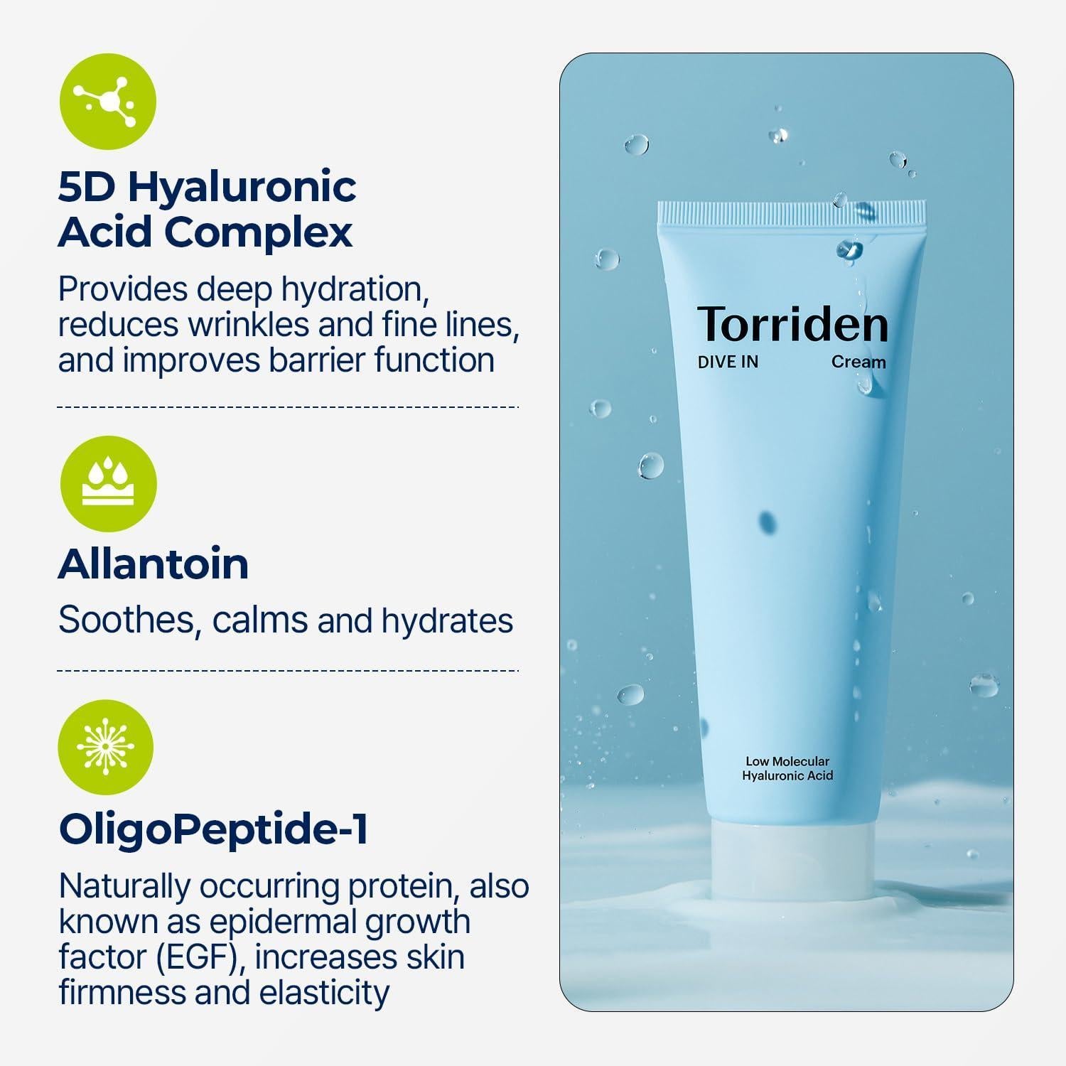 DIVE IN Low Molecular Hyaluronic Acid Cream 80ml | Torriden