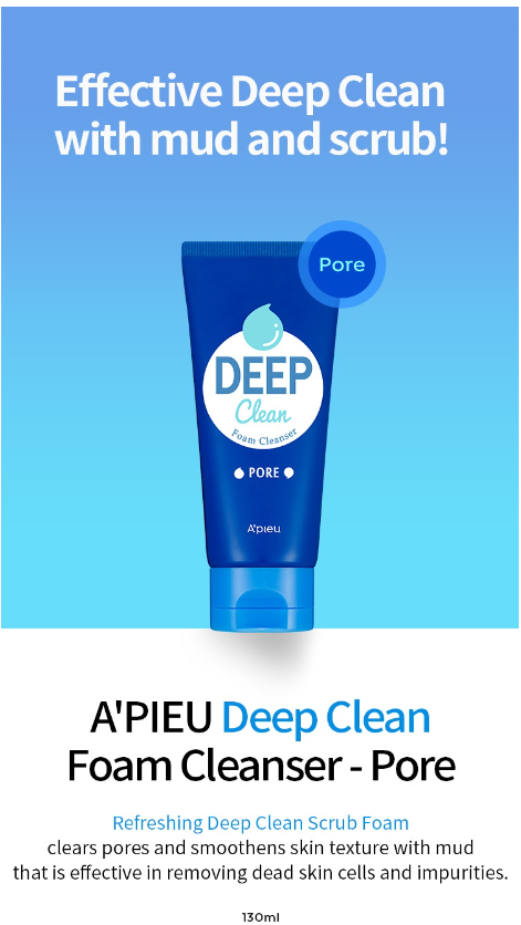 Deep Clean Foam Cleanser 130ml | A’PIEU