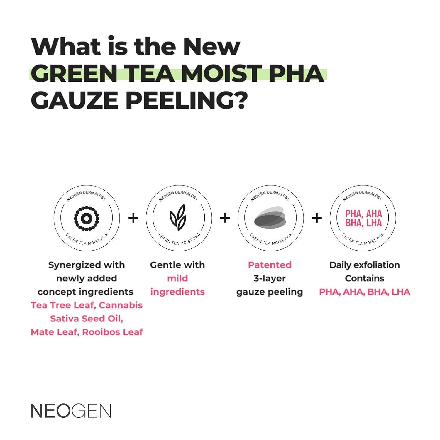 Green Tea Moist PHA Gauze Peeling 30pad | NEOGEN