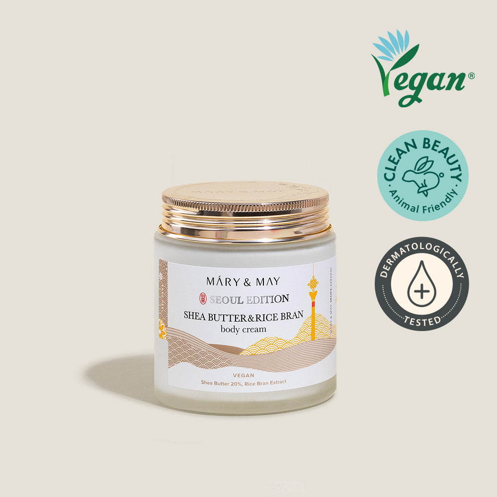 Indulge in the luxurious Mary&May Shea Butter & Rice Bran Body Cream, a South Korean formulation that nourishes and elevates your skincare ritual with exquisite craftsmanship.