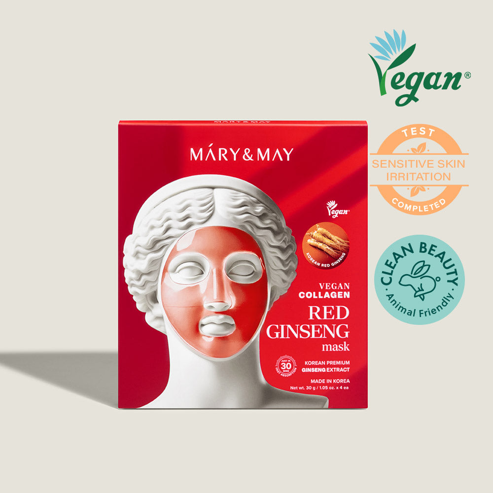 Experience the exquisite craftsmanship of athé's Vegan Collagen Red Ginseng Mask, a luxurious South Korean formulation that revitalizes and enhances your skin's natural allure.