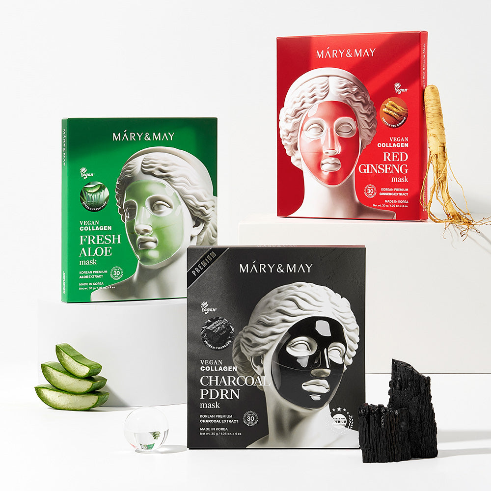 Vegan Collagen Charcoal PDRN Mask (30g x4) | Mary&May