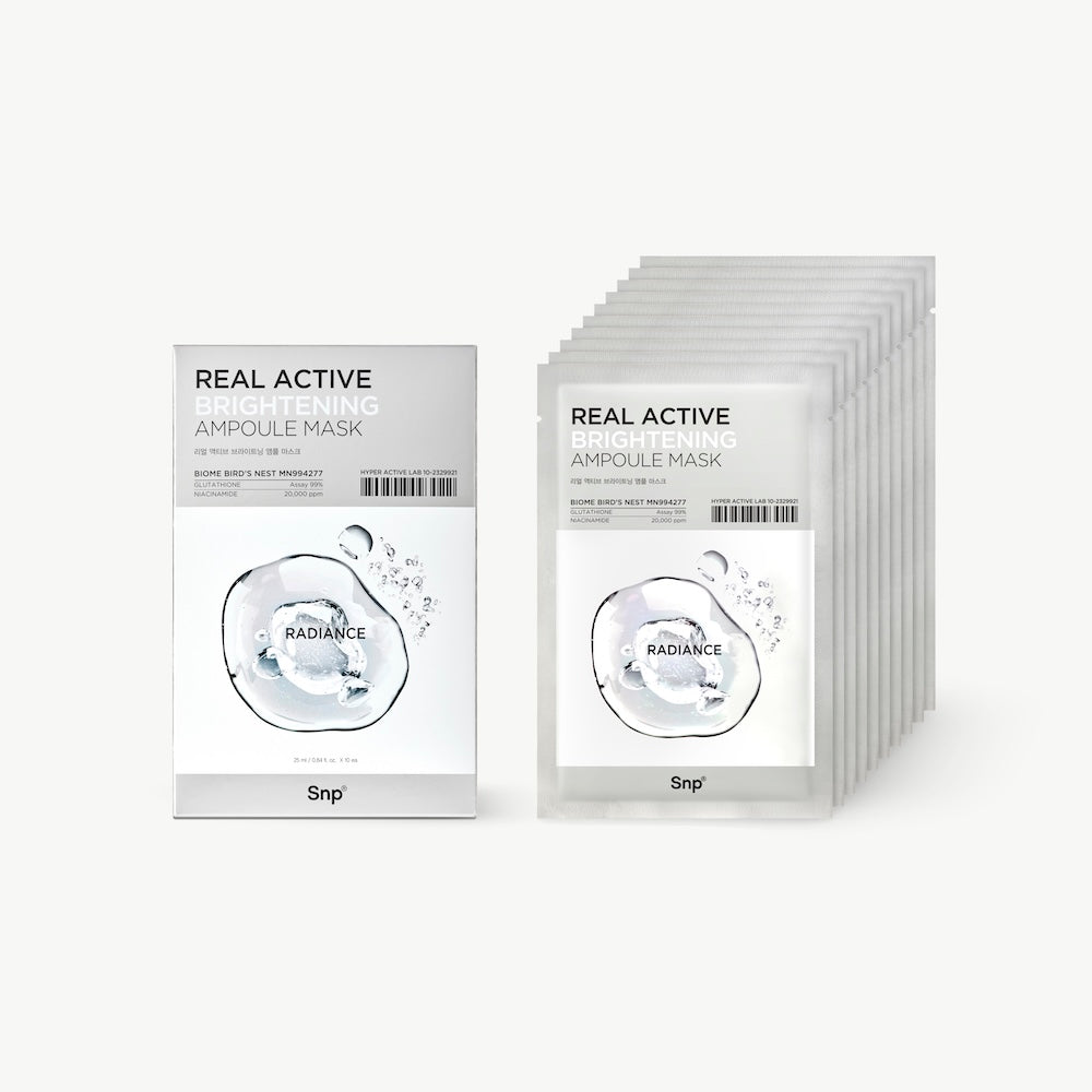 Real Active Glutathione Ampoule Sheet Mask 25ml x 10 Sheets | SNP