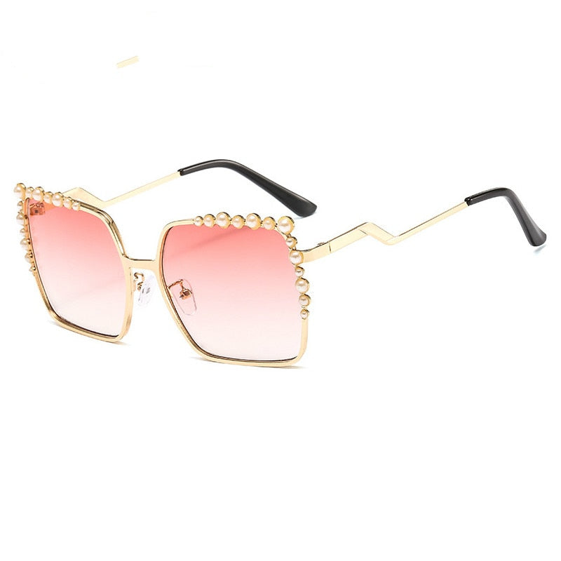 Pearlized Square Sun Shades: Luxurious Oversized Sunglasses for Women | ULZZANG BELLA