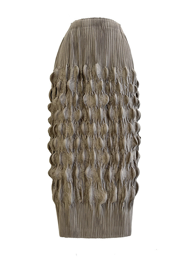 Discover athé's Luxe Pleated High Waist Skirt, crafted in South Korea from premium polyester, blending timeless elegance with sophisticated style for every occasion.