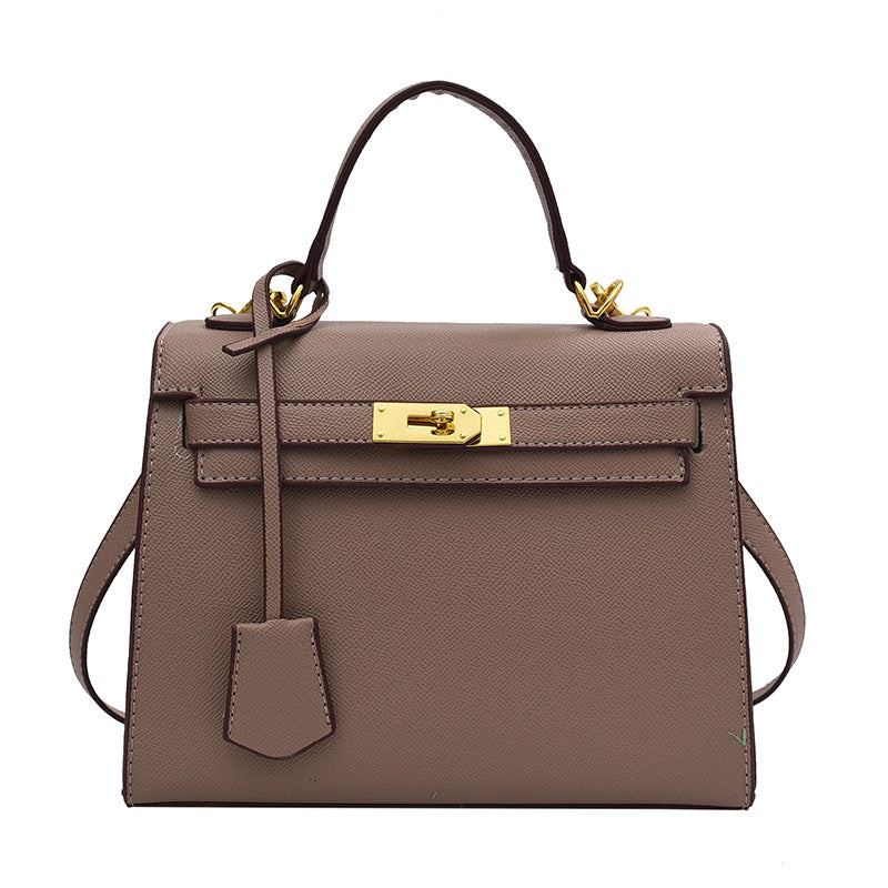 Elegantly Chic PU Kelly Bag with Lock Closure | ULZZANG BELLA