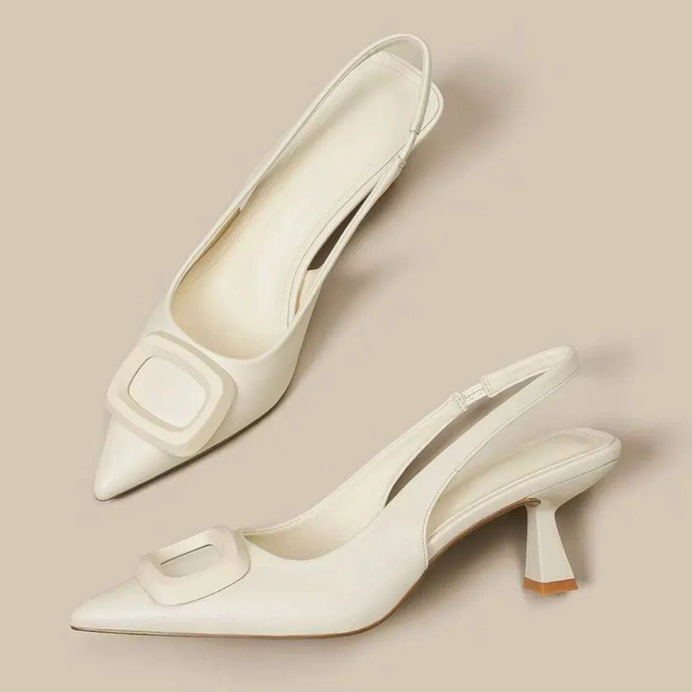 Slingback Pointed Toe Pumps in Patent Leather | ULZZANG BELLA