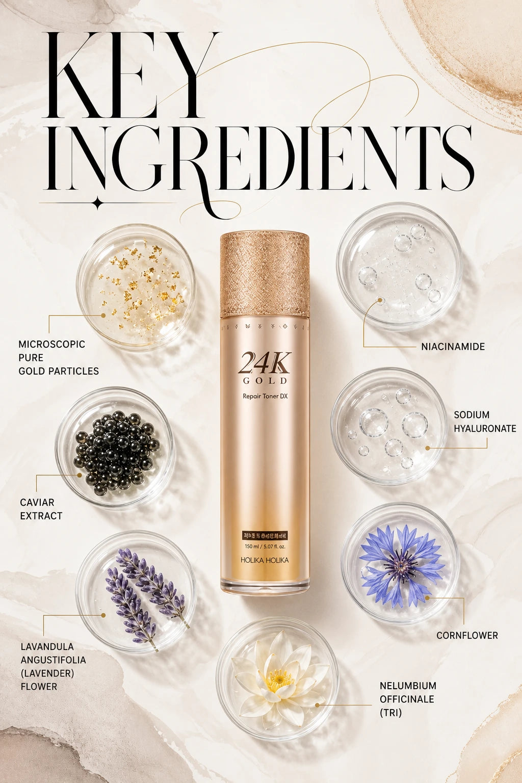 24K Gold Repair Toner for Luminous Radiance | HOLIKA HOLIKA | HOLIKA HOLIKA 24K Gold Toner - Artisanal Luxury Elixir