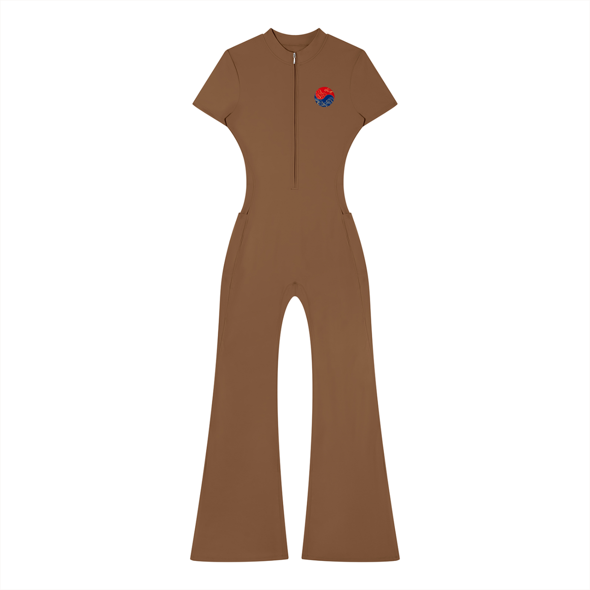 Korean Dragon Quarter-Zip Flared Jumpsuit | ULZZANG BELLA
