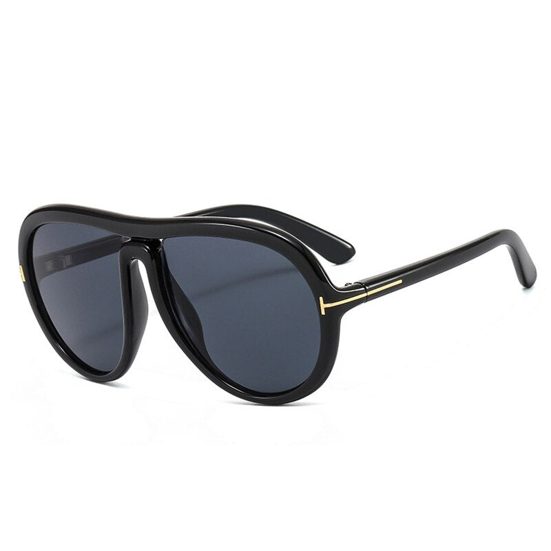 Retro Chic Gradient Oversized Pilot Sunglasses with UV400 Shades