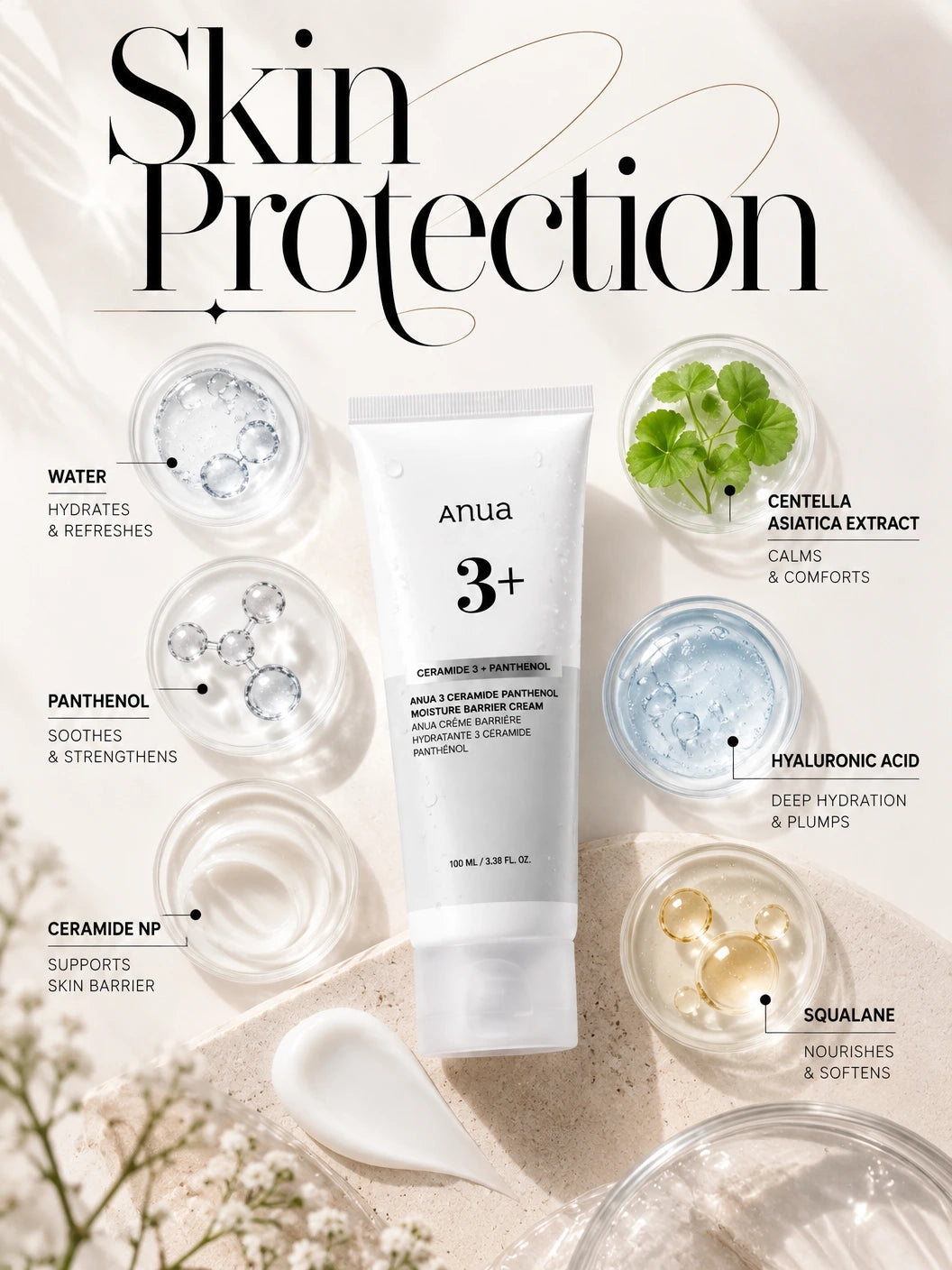 3 Ceramide Panthenol Moisture Barrier Cream 100ml | Anua | Anua 3 Ceramide Panthenol Cream – Handcrafted Luxury Hydration