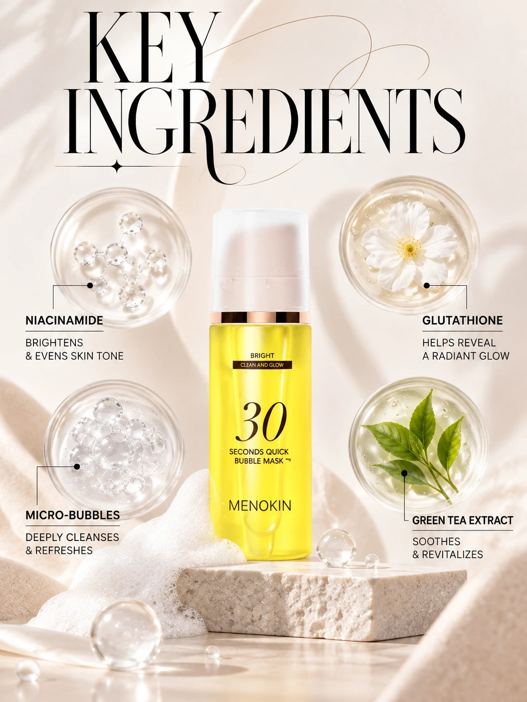 30 Seconds Quick Bubble Mask_Bright 95ml | MENOKIN | MENOKIN 30 Seconds Quick Bubble Mask Bright 95ml