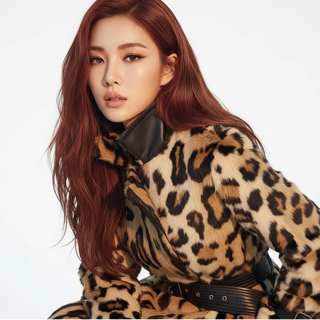 Luxurious Leopard Print Winter Trench Coat for the Discerning Woman | ULZZANG BELLA