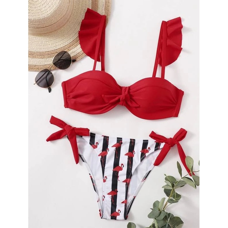 Indulge in Elegance: Ruffle Push Up Bikini Set for Women | ULZZANG BELLA