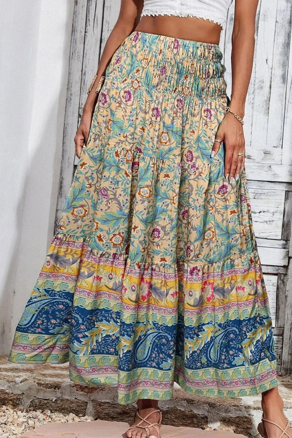 Enchanting Floral Pleated Long Skirt | ULZZANG BELLA