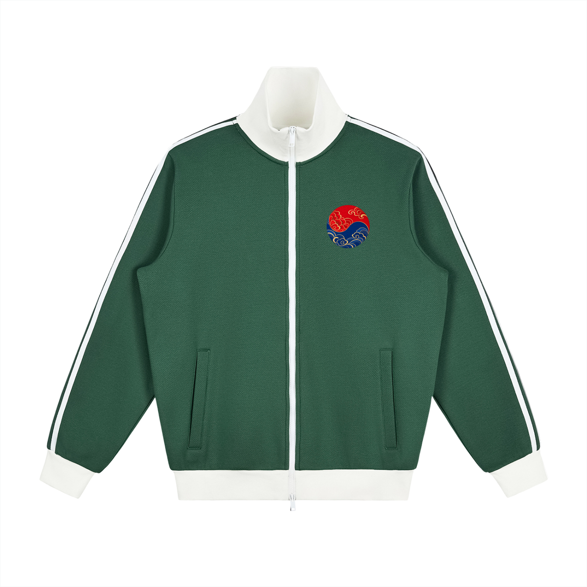 Korean Tiger Fleece-Lined Colorblock Track Jacket | ULZZANG BELLA