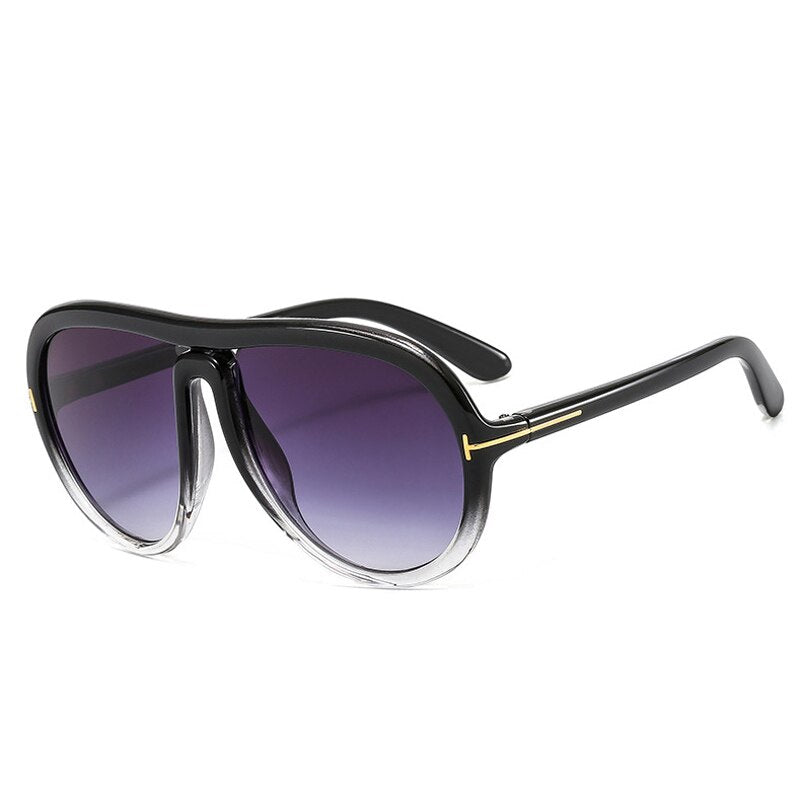 Retro Chic Gradient Oversized Pilot Sunglasses with UV400 Shades