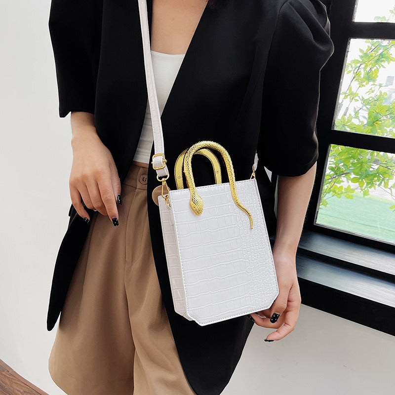 Stone Pattern Crossbody Tote Bag in Elegant PU | ULZZANG BELLA
