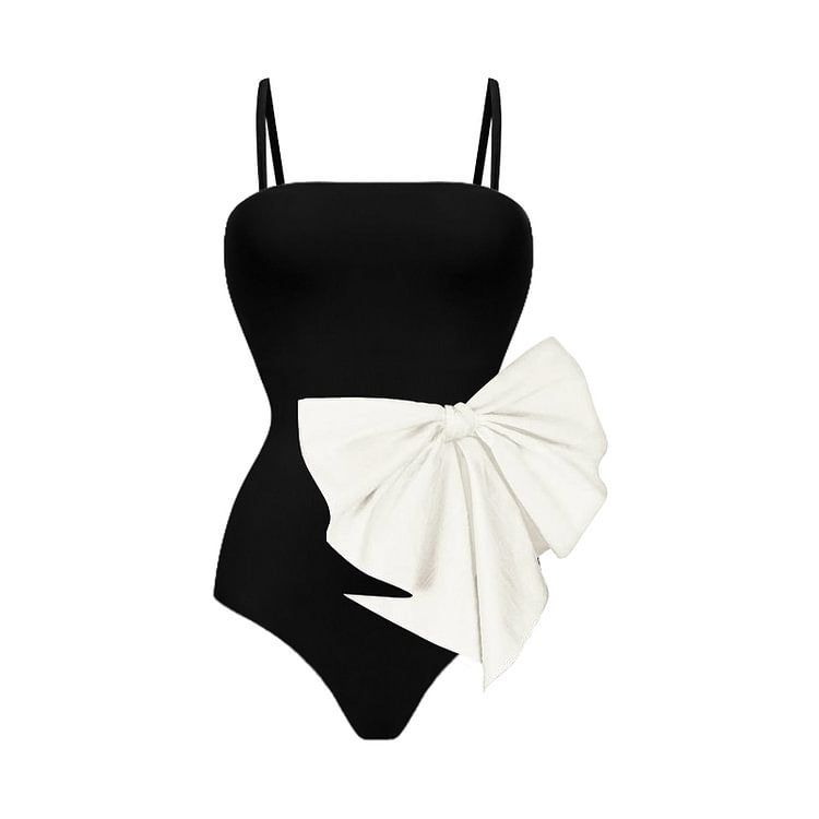 Bow-Knot One Shoulder Swimsuit with Bead Detail | ULZZANG BELLA