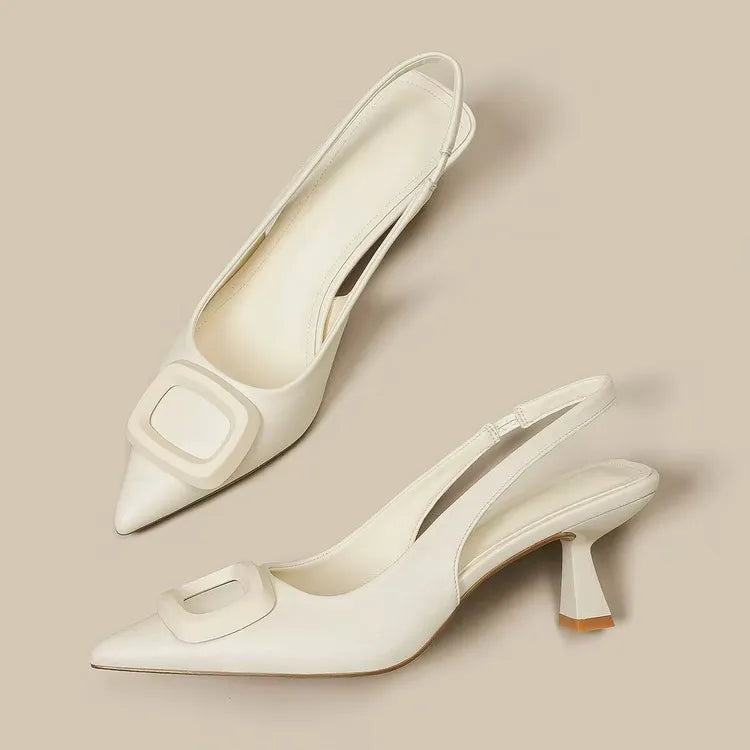 Slingback Pointed Toe Pumps in Patent Leather | ULZZANG BELLA