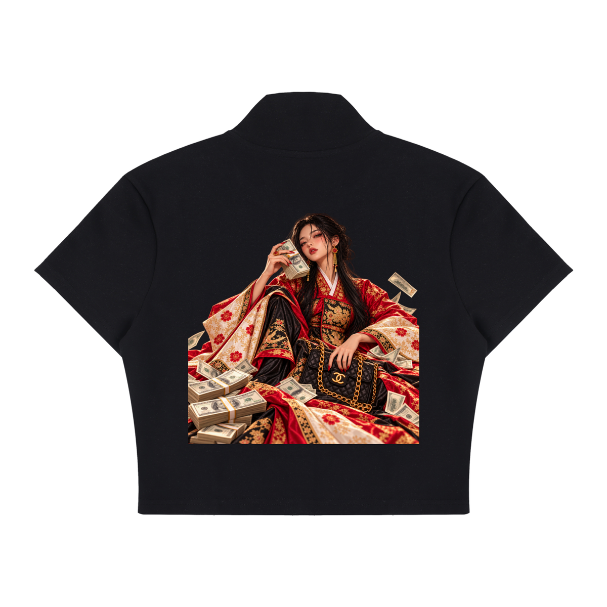 ULZZANG BELLA Joseon Baddie Cropped Zip-Up Tee - Empowering Style