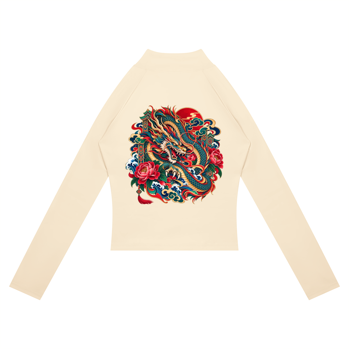 Korean Dragon Paneled Cropped Yoga Jacket | ULZZANG BELLA