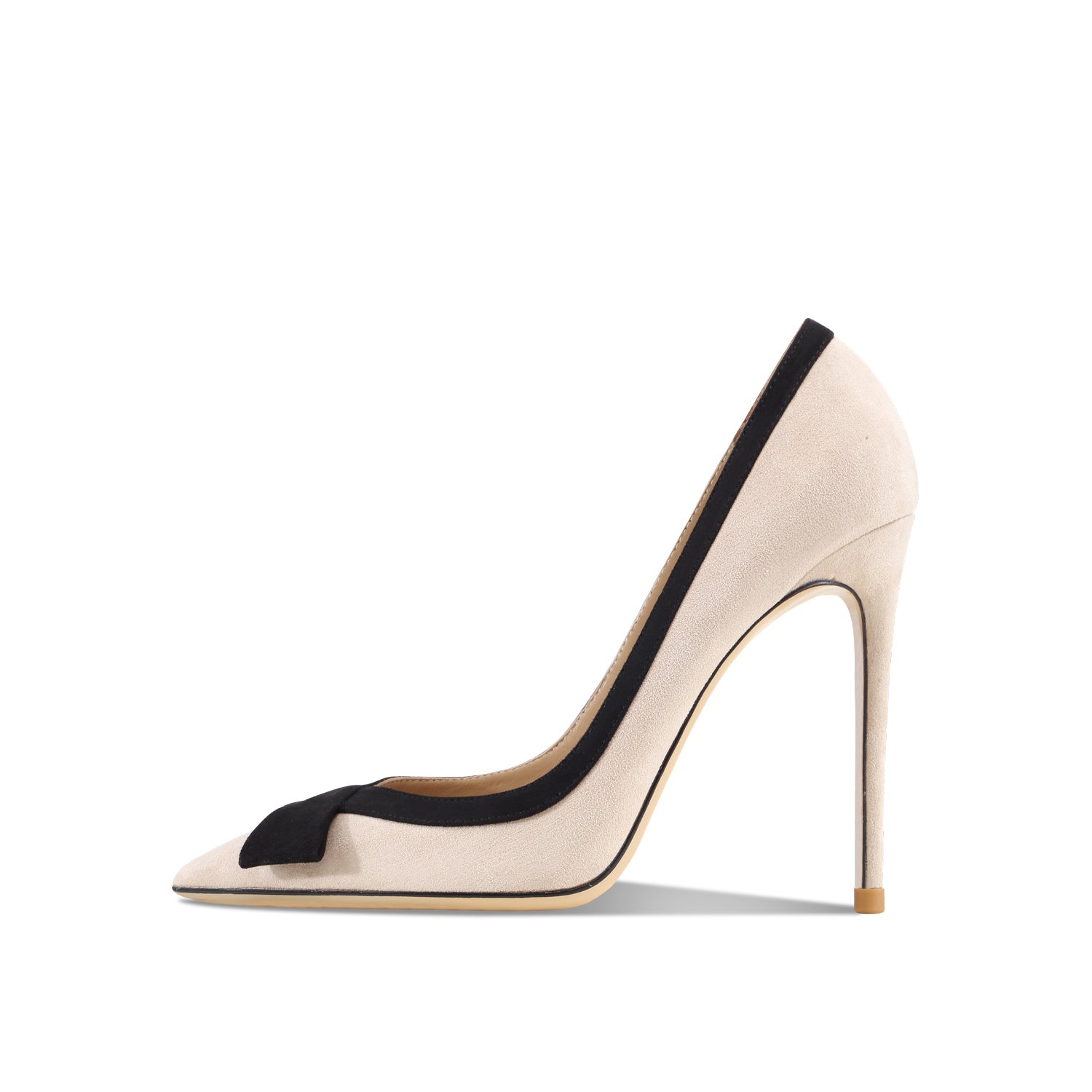 Exquisite Suede Pointed High Heel Shoes with Bowknot Detail | ULZZANG BELLA