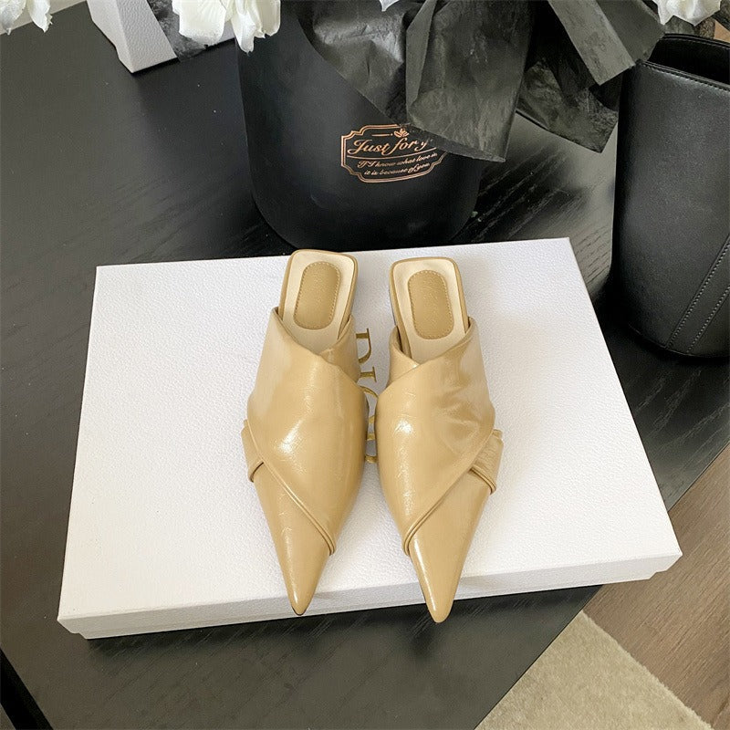 Elegant Cross-Pointed Flat Slippers with Toe Wrap | ULZZANG BELLA