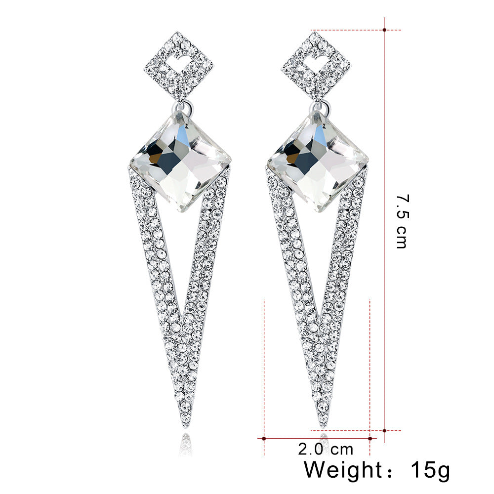 Exquisite Diamond Inlaid Water Drop Long Earrings | ULZZANG BELLA