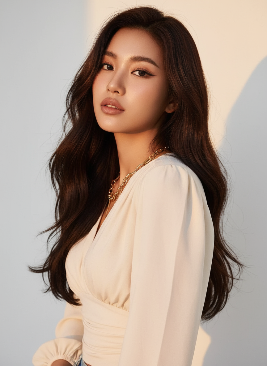 Elegantly Ruched Sheer Smocked Surplice Top with Balloon Sleeves | ULZZANG BELLA