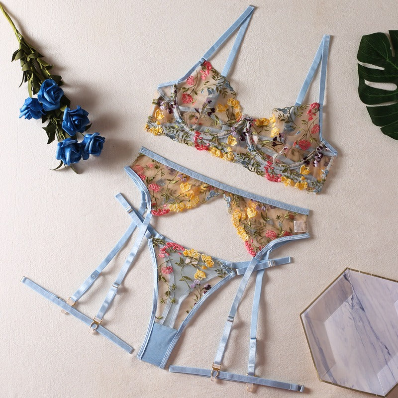 Sexy Dreams Three-Piece Floral Lingerie Set for Women | ULZZANG BELLA