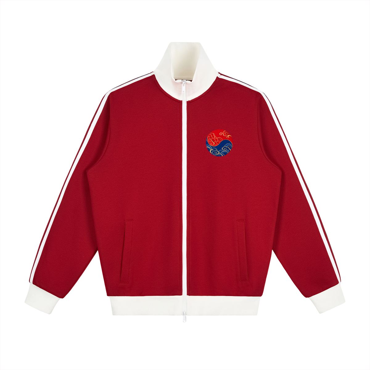 Korean Tiger Fleece-Lined Colorblock Track Jacket | ULZZANG BELLA