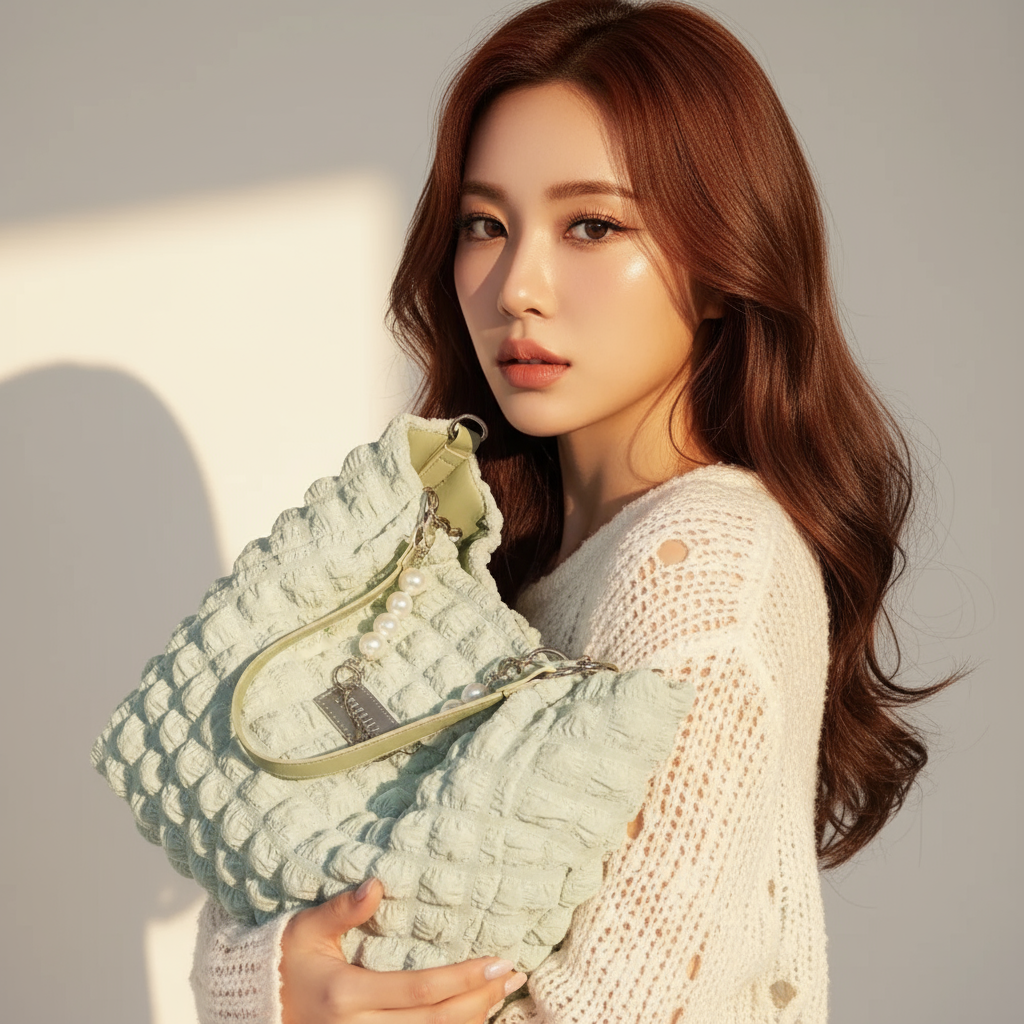 Chic Bubble Textured Tote Bag for the Modern Muse | ULZZANG BELLA