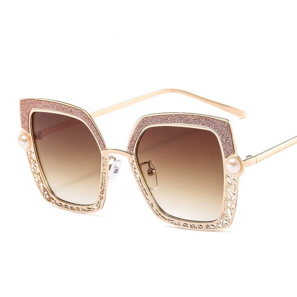 Pearlescent Elegance: Vintage Cat Eye Sunglasses for Women | ULZZANG BELLA