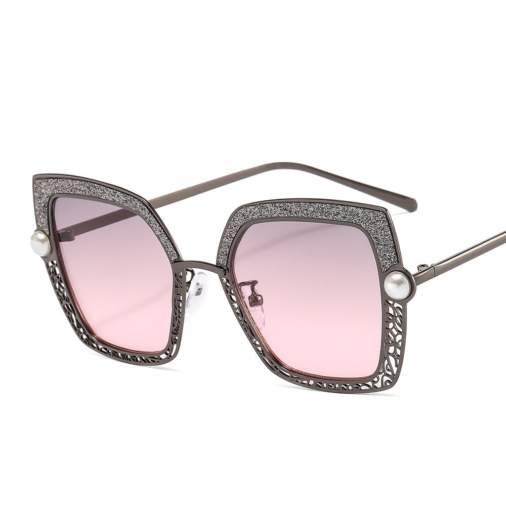 Pearlescent Elegance: Vintage Cat Eye Sunglasses for Women | ULZZANG BELLA