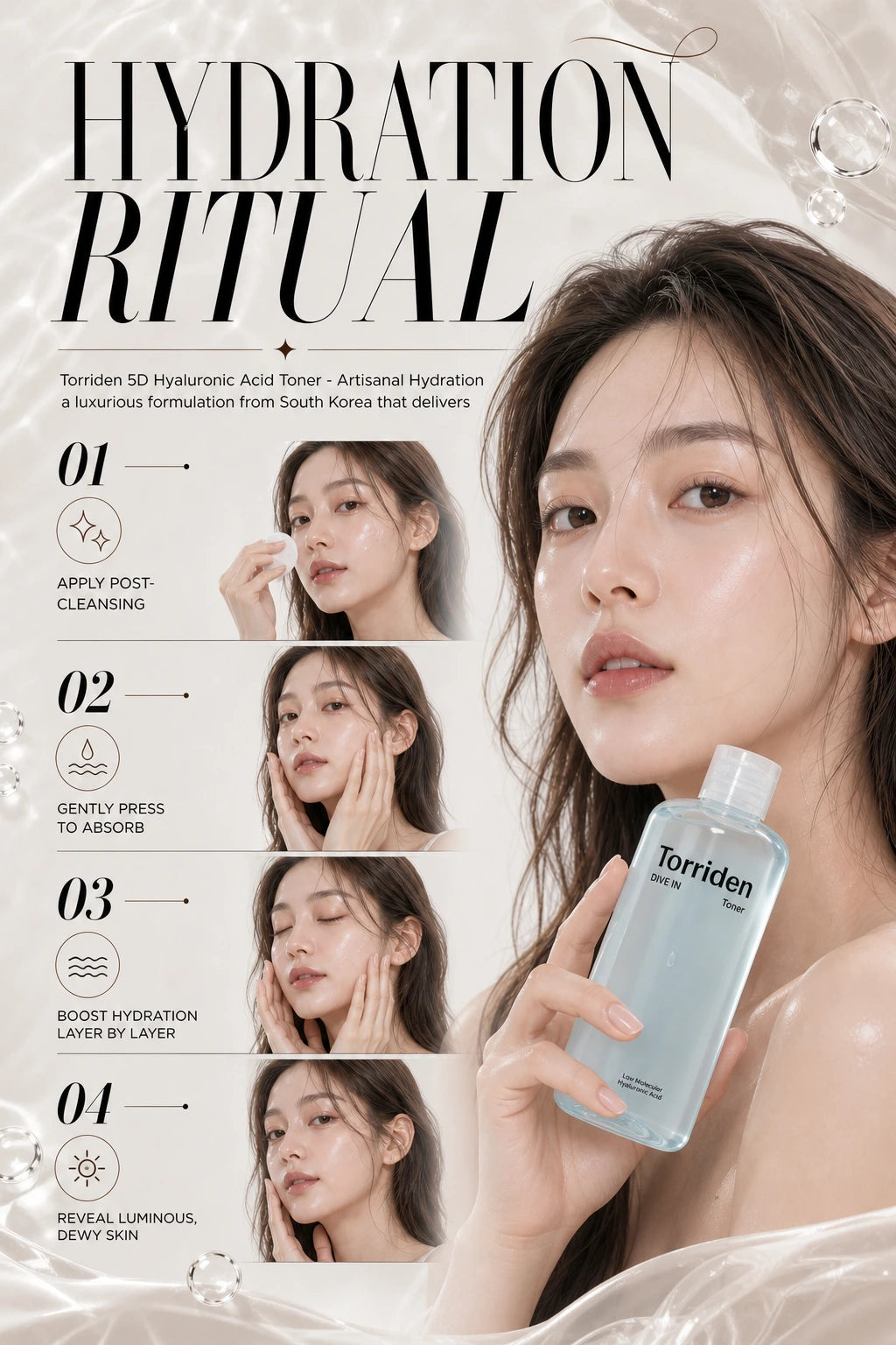 5D Hyaluronic Acid Toner for Luminous Hydration | Torriden | Torriden 5D Hyaluronic Acid Toner - Artisanal Hydration Essence