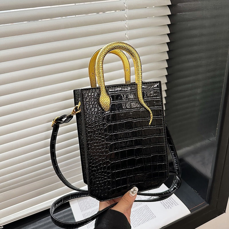 Stone Pattern Crossbody Tote Bag in Elegant PU | ULZZANG BELLA